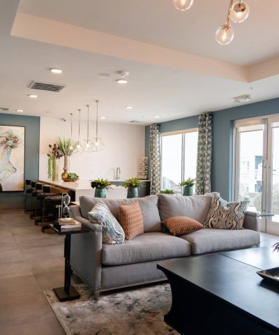 black wooden coffee table near white couch